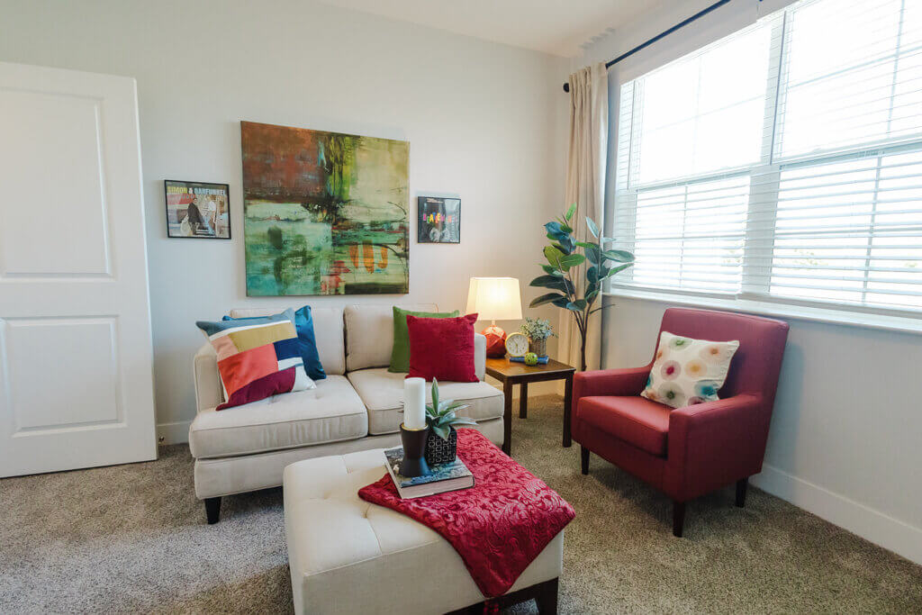 Living space in one of the cottages at this Hilliard senior living development